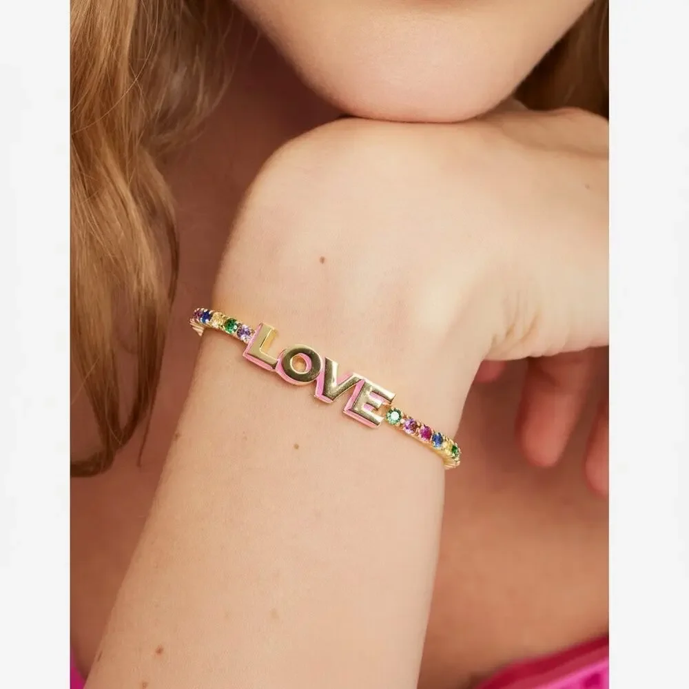 NWT Kate Spade New York Like Magic Love Tennis Bracelet Multi KF122 Gold Tone